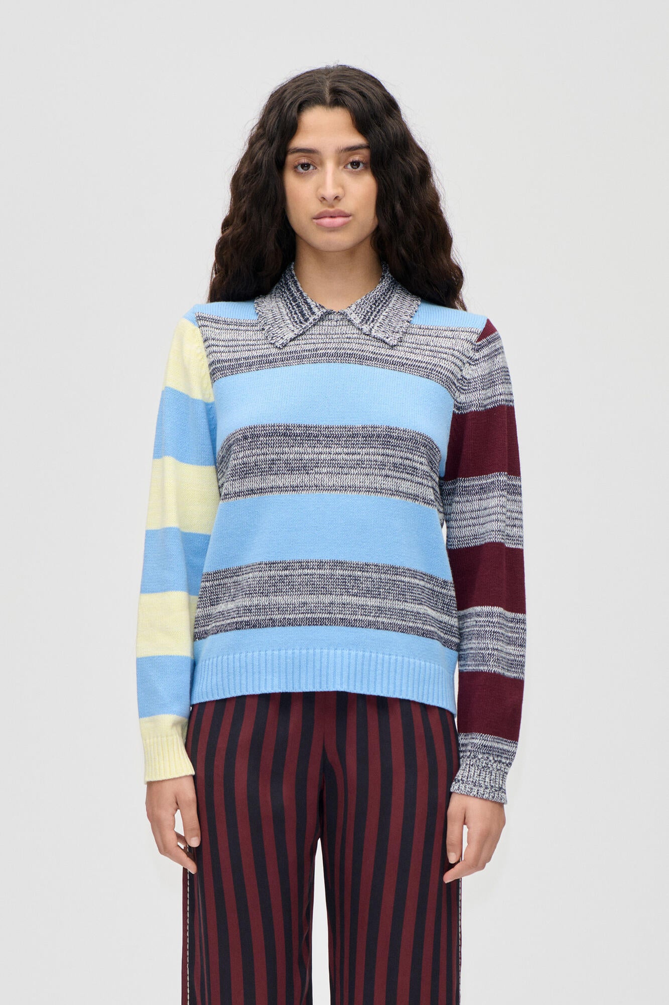 Stribet polo striktrøje - Multistripes Blue Mix
